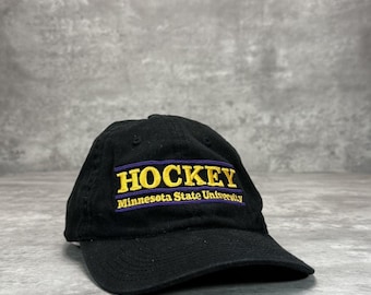 Vintage Minnesota State Hockey NCAA Embroidered Spellout Snapback Hat OSFA