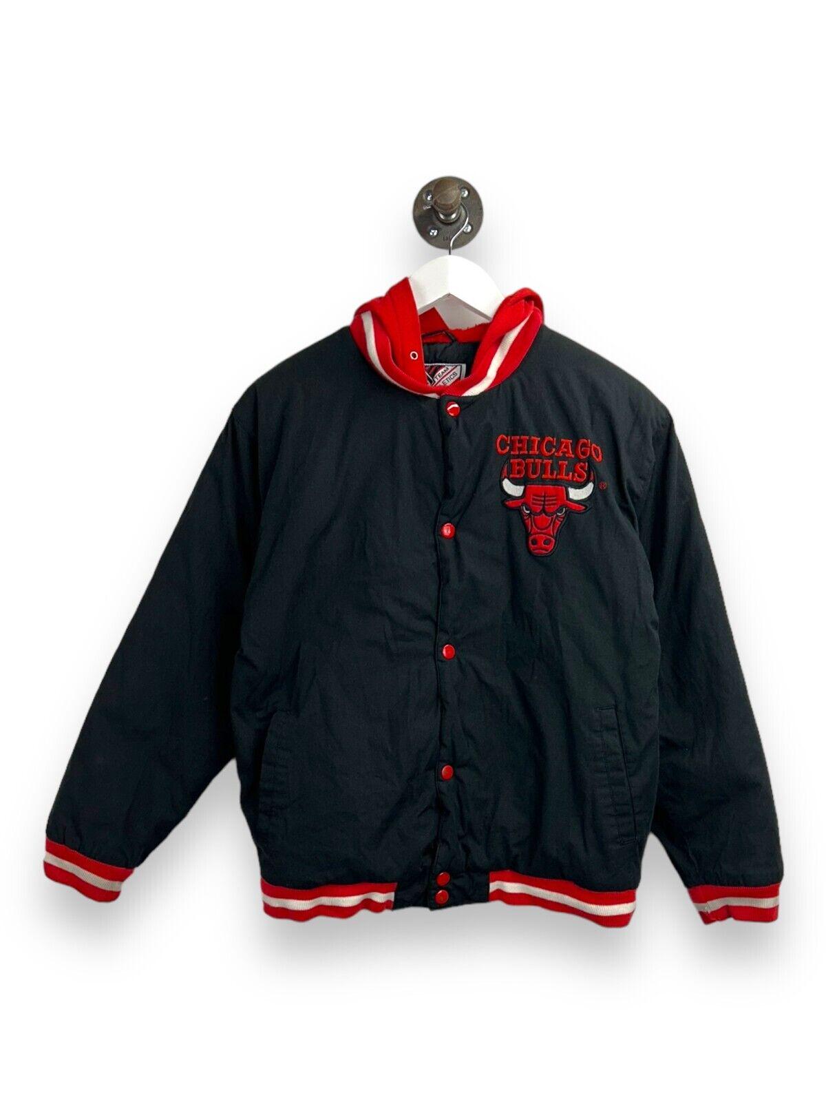 Vintage 90s Chicago Bulls NBA Embroidered Hooded Bomber Jacket Size Large Etsy