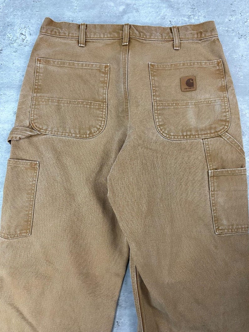 Vintage Carhartt Canvas Workwear Carpenter Pants Size 31 Beige image 7