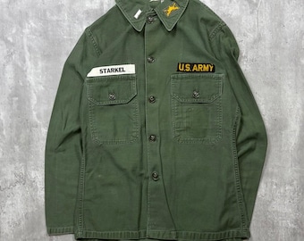 Vintage 60s U.S Army OG-107 Jungle Fatigue Jacket Slant Pocket