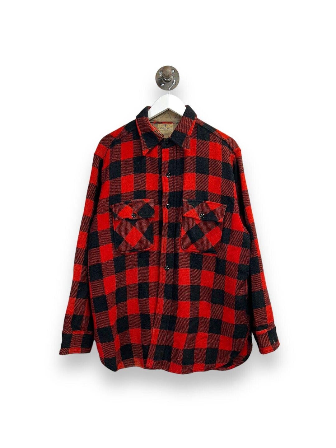 Vintage 50s/60s Pilgrim Buffalo Plaid Long Sleeve Button up Shirt 