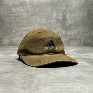 Vintage Adidas Embroidered Logo Spellout Earth Tones Fitted Snapback Hat 7 1/4
