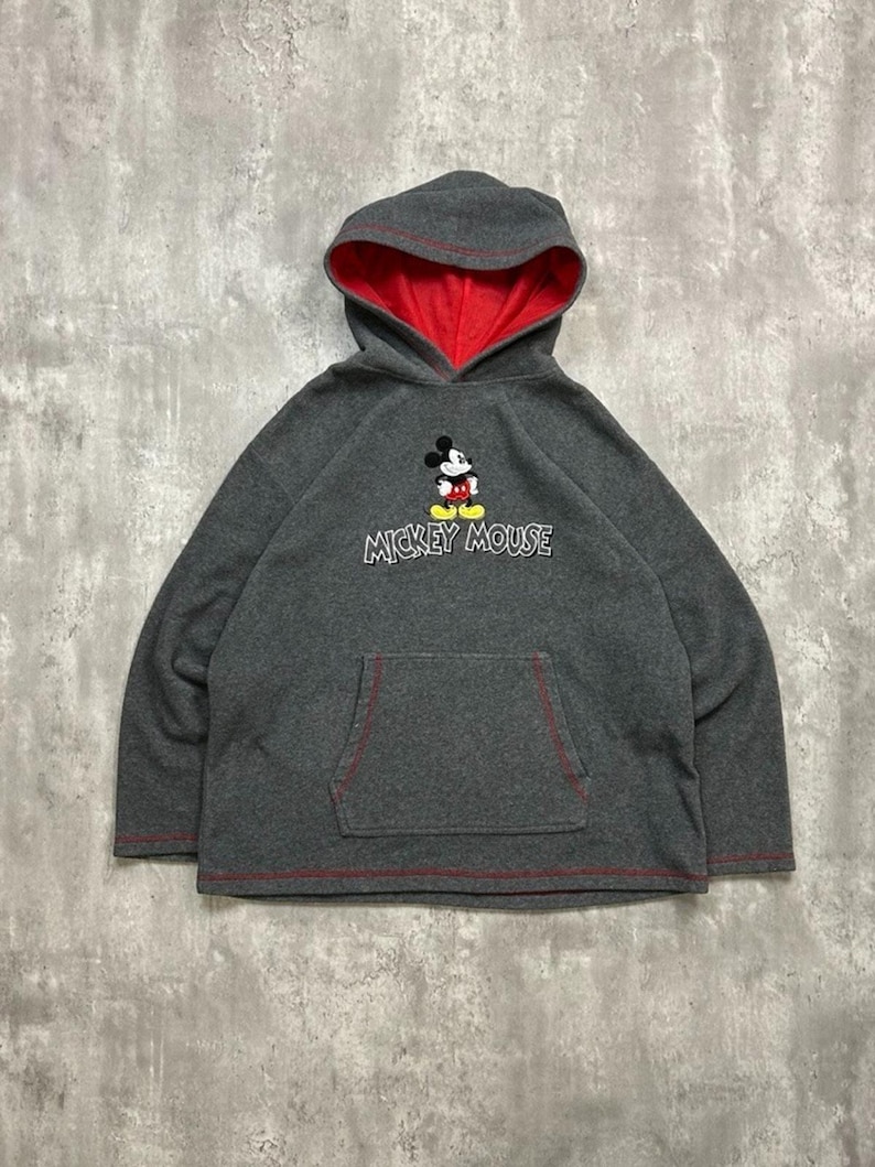 Vintage Disney Mickey Mouse Embroidered Fleece Hooded Sweatshirt Size XL image 1