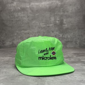 Vintage 1980s Microlene Lean & Mean Embroidered Spellout Snapback Hat OSFA