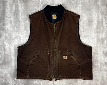 Vintage Faded Black Carhartt Vest - Carhartt Zip up Quilted
