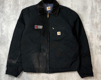 Vintage 90s Carhartt Blanket Lined Canvas Workwear Detroit Jacket Size XLT
