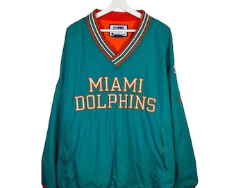 Vintage 90er Jahre Miami Pearls NFL Champion Pullover Jacke Größe Large Petrol