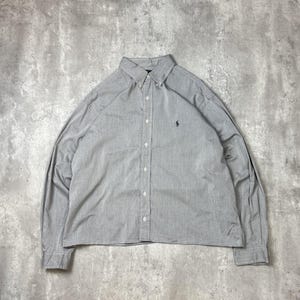 Vintage Polo Ralph Lauren Reworked Cropped Long Sleeve Button Up Shirt Sz 2XL