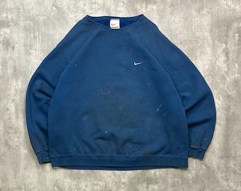 Vintage 90s Nike Embroidered Mini Swoosh Distressed Sweatshirt Size XL