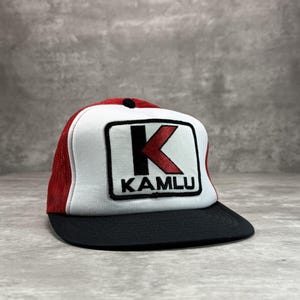 Vintage 1980s Kamlu Embroidered Patch Trucker Snapback Hat OSFA