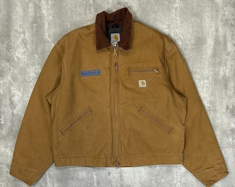 Vintage 90s Carhartt Blanket Lined Canvas Workwear Detroit Jacket Size XL