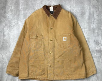 Vintage 80s Carhartt Workwear Chore Denim Jacket Xlarge Carhartt