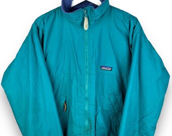 Giacca Shell Patagonia vintage anni '90 foderata in pile con zip intera taglia piccola prodotta negli Stati Uniti