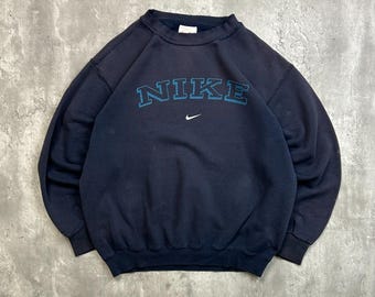 Vintage 90s Nike Graphic Swoosh Spellout Crewneck Sweatshirt Size Medium