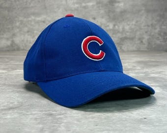 Gorra de béisbol snapback vintage de los Chicago Cubs de los años 90 con logo bordado de la MLB, talla única, color azul.