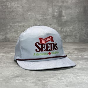 Vintage 90s Hyland Seeds Embroidered Spellout Snapback Hat OSFA Gray