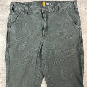Carhartt Relaxed Fit Canvas Workwear Five Pocket Pants Size 34 Green image 4