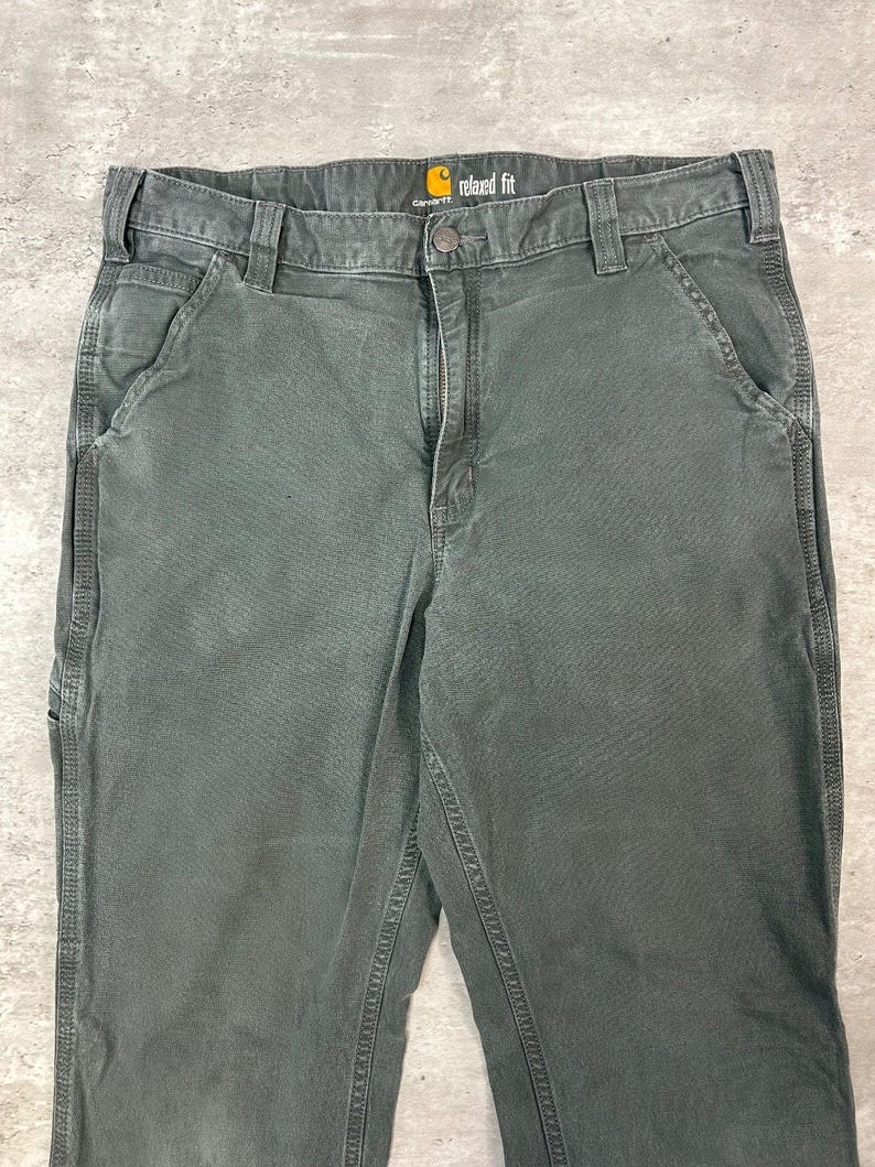 Carhartt Relaxed Fit Canvas Workwear Five Pocket Pants Size 34 Green image 4