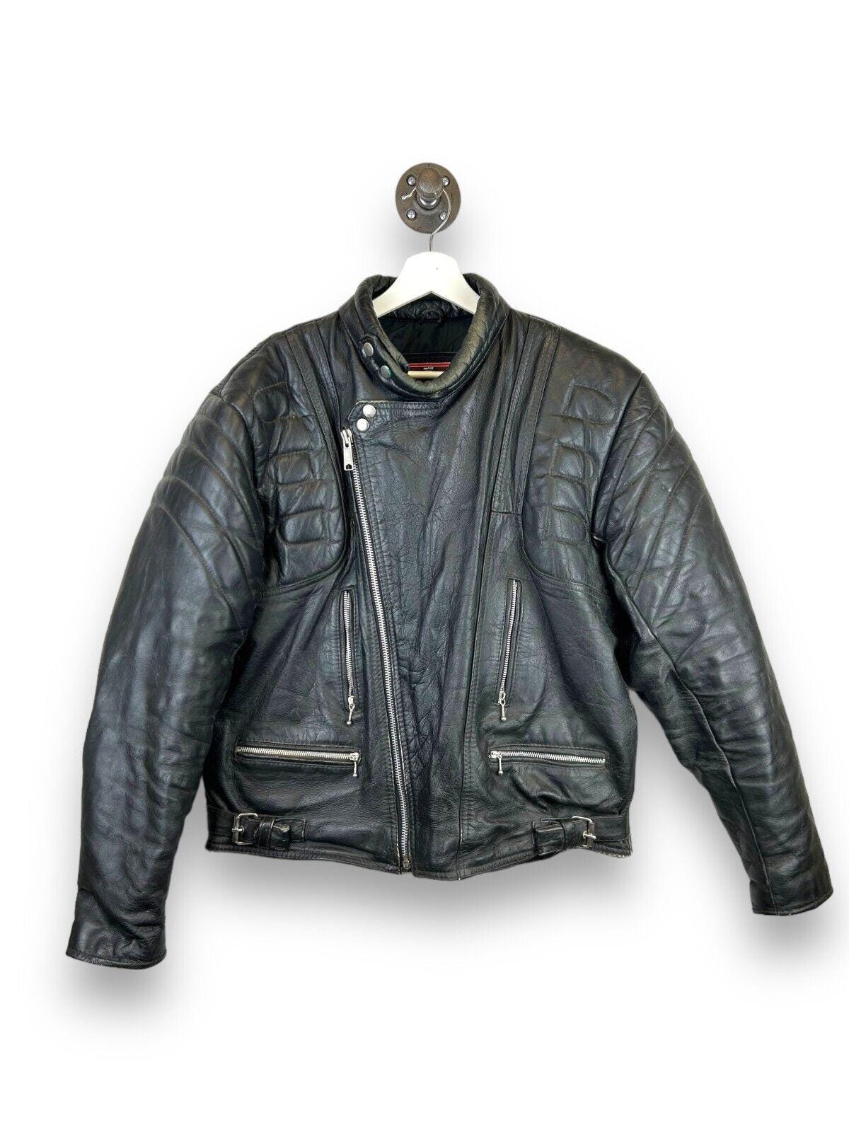 Vintage 80s/90s UK Full Zip Padded Leather Jacket Size 46 Large - Etsy Vintage 80s/90s UK Full Zip Padded Leather Jacket Size 46 Large - Etsy