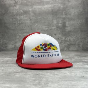 Vintage 1988 World Expo Graphic Trucker Snapback Hat OSFA