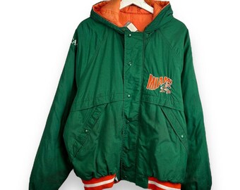 Vintage MIAMI HURRICANES Pullover Jacket by STARTER / Big Logo  