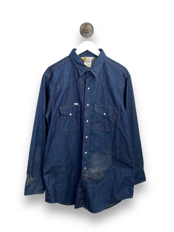 Carhartt pearl snap denim shirt best sale