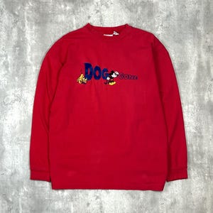 Vintage Disney Mickey And Pluto Dog Gone Cartoon Long Sleeve T-Shirt Size XL
