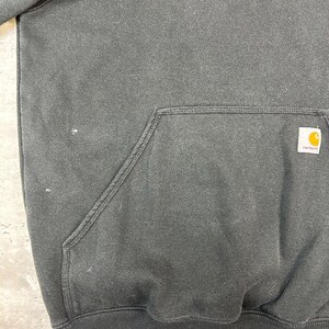 Vintage Carhartt Sleeve Spellout Workwear Hooded Sweatshirt Size Medium Black image 6