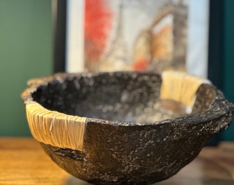 Handmade paper mache decorative bowl. Antiquated great for center tables and bookshelves. Can be given as gifts.