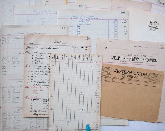 Lovely Old Ledger Papers and Blank Vintage Stationary or Office Papers