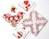 4 Vintage Valentine Paper Napkins with Hearts