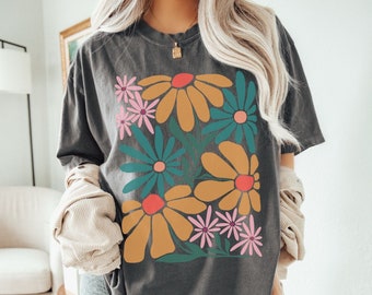 Flower Market Shirt, Comfort Colors® Flower Shirt, Boho Abstract Flowers Tee, Botanical Market Flower Tshirt, Wildflower Floral Graphic Tee