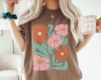 Boho Wildflowers Tshirt, Flower Market Shirt, Comfort Colors® Retro Flower Shirt, Wildflower Tee, Shirt for Flower Lovers, Plant Lover Gifts