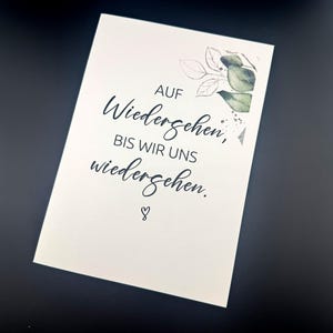 Moderne Trauerkarte "Auf Wiedersehen" für mitfühlende Beileidsbekundungen | Klappkarte leinenstruktur | DinA5 | Umschlag | Kondolenzkarte