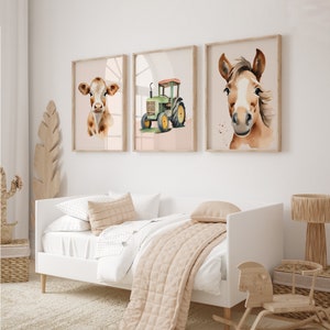 3er Posterset "Bauernhof" A4, A3 & A2 | Kalb, Kuh, Traktor, Pferd, Pony | Kinderzimmer, Poster, Plakat, Wandbild, Kinderposter, Babyzimmer