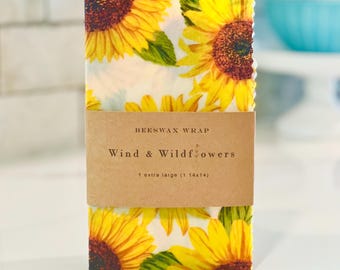 XL Beeswax Bread wrap  - reusable eco friendly food safe for kitchen storage - handmade in USA - gifts under 20 - sourdough loaves - salad