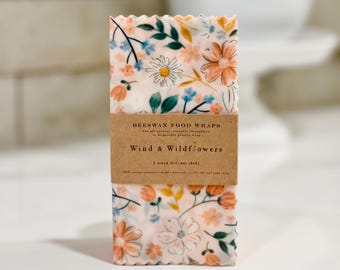 3 piece MINI Beeswax wrap starter pack - reusable eco friendly food safe homemade wraps for kitchen storage - gifts - lunchbox - jar cover