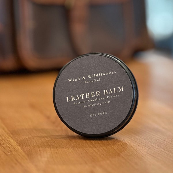 Leather Balm - Beeswax Leather Balm - All natural leather conditioner - moisturizer - salve - leather care - leather bag restoration