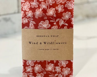 XL Beeswax wrap - reusable eco friendly food safe homemade wraps for kitchen storage - handmade in USA - gifts under 20