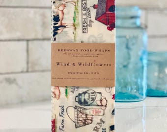 XXL Beeswax Bread wrap  - reusable eco friendly food safe fresh loaves - handmade in USA - gifts under 20 - sourdough boules