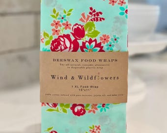 XL Beeswax food wrap  - reusable eco-friendly food safe for kitchen storage - handmade in USA - covers 13x9 casserole dish - zero waste