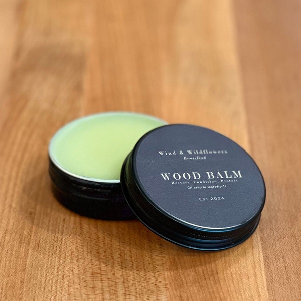 Beeswax wood balm - all natural - cutting board - butcher block - wooden kitchen spoons utensils - furniture - wood conditioner moisturizer