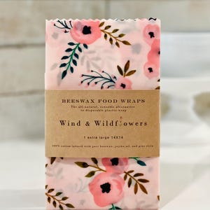 XL Beeswax food wrap  - reusable eco friendly food safe for kitchen storage - handmade in USA - gifts under 20 - sourdough loaves - holiday