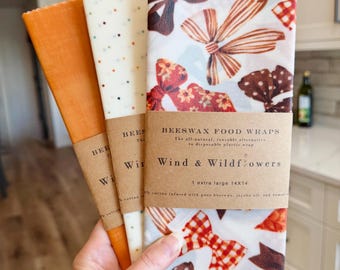 3 XXL Beeswax Bread wrap set  - reusable eco-friendly food safe kitchen storage - handmade in USA - sourdough artisan loaves -zero waste