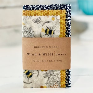3-delig startpakket bijenwasverpakking - herbruikbare, milieuvriendelijke voedselveilige zelfgemaakte wraps voor keukenopslag - geschenken onder de 20 - lunchbox honingbij