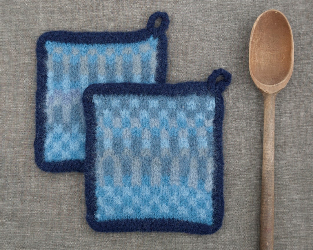Set of Two Felted Wool Potholders Wool Hot Pads Handmade Etsy
