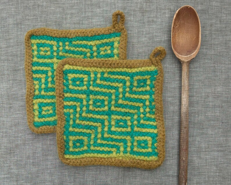 Set of Two Felted Potholders Wool Hot Pads Handmade Trivets Etsy