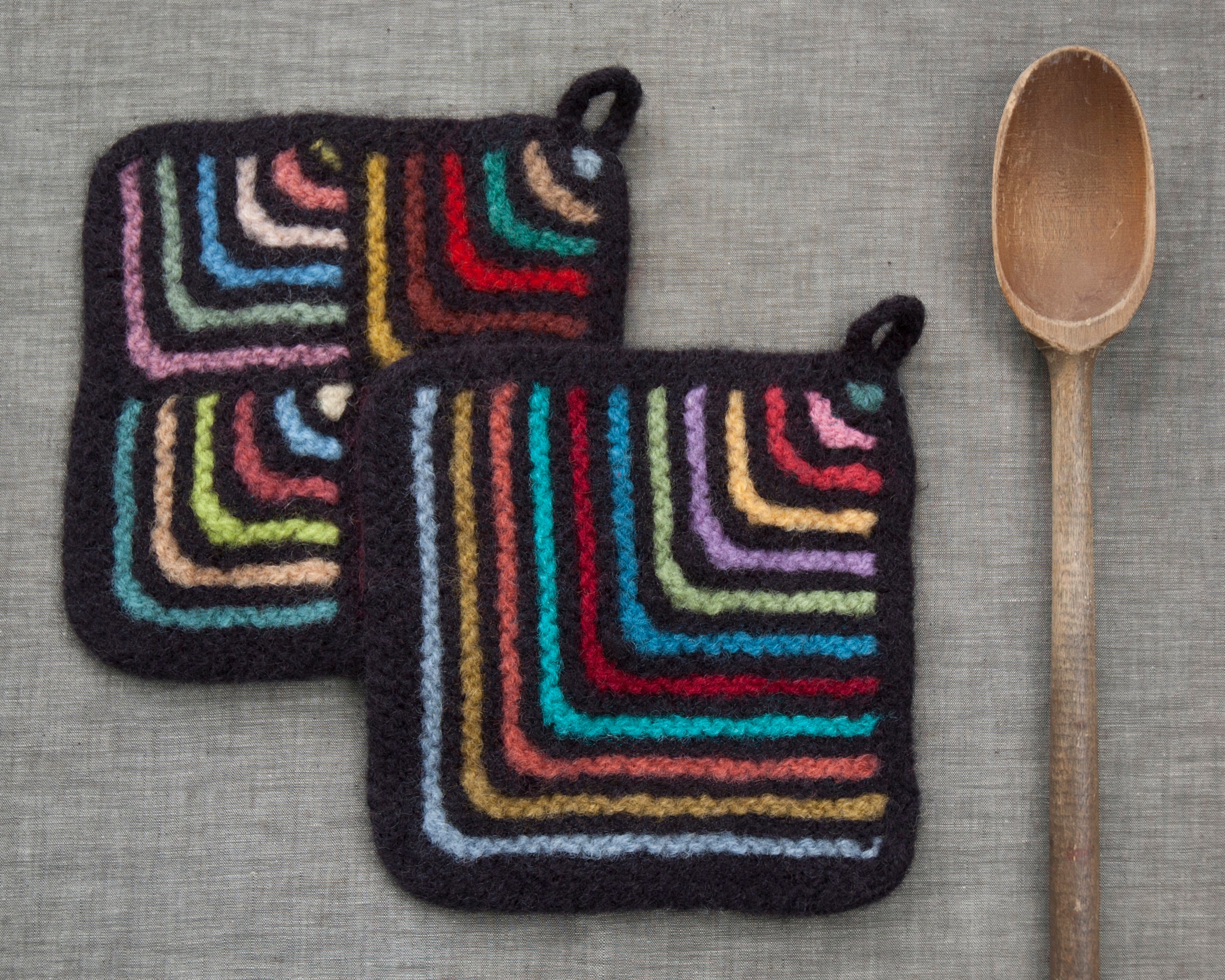 Two Felted Wool Potholders Felted Trivets Hot Pads Etsy