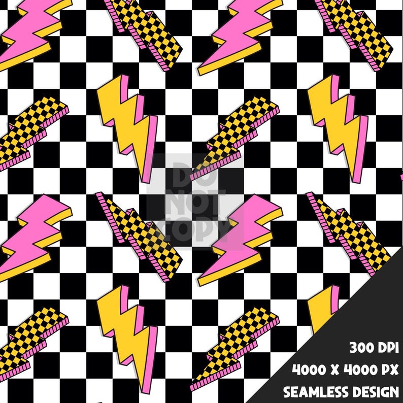 Bright Checkered Bolts Seamless Design - Digital Surface Pattern for ...