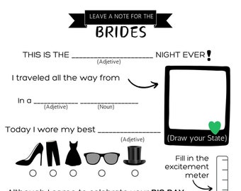 Mad Libs Wedding Advice Notes